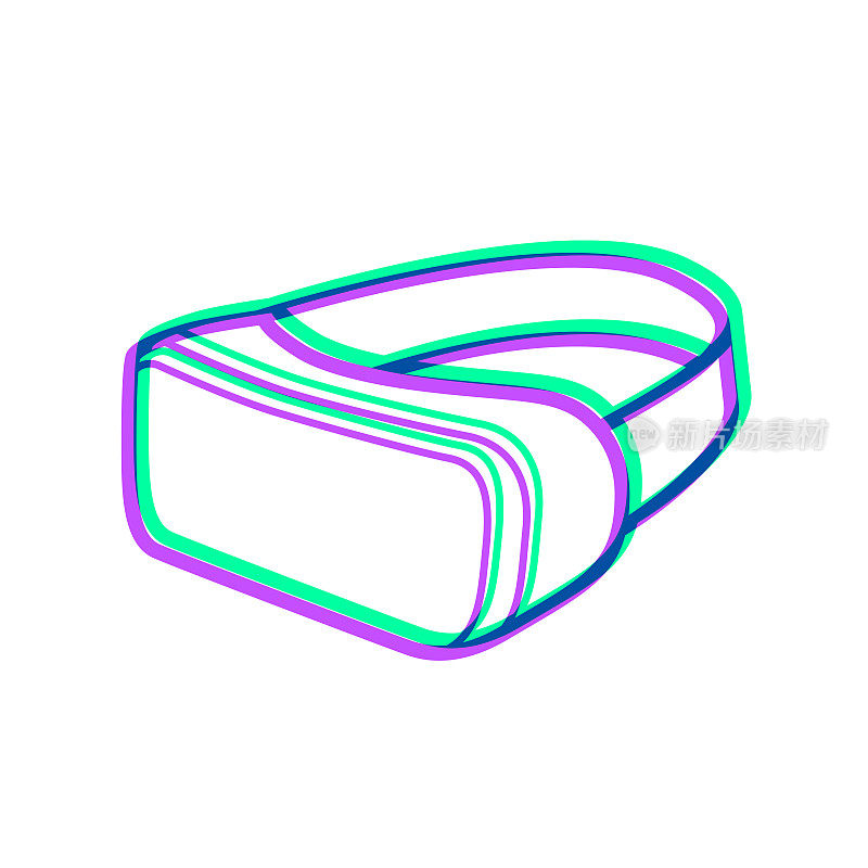 虚拟现实耳机- VR。图标与两种颜色叠加在白色背景上